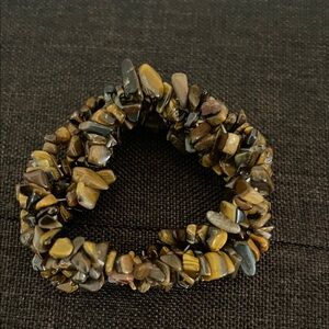 # 0635 +Chunky Tiger Eyes Stone Bracelet